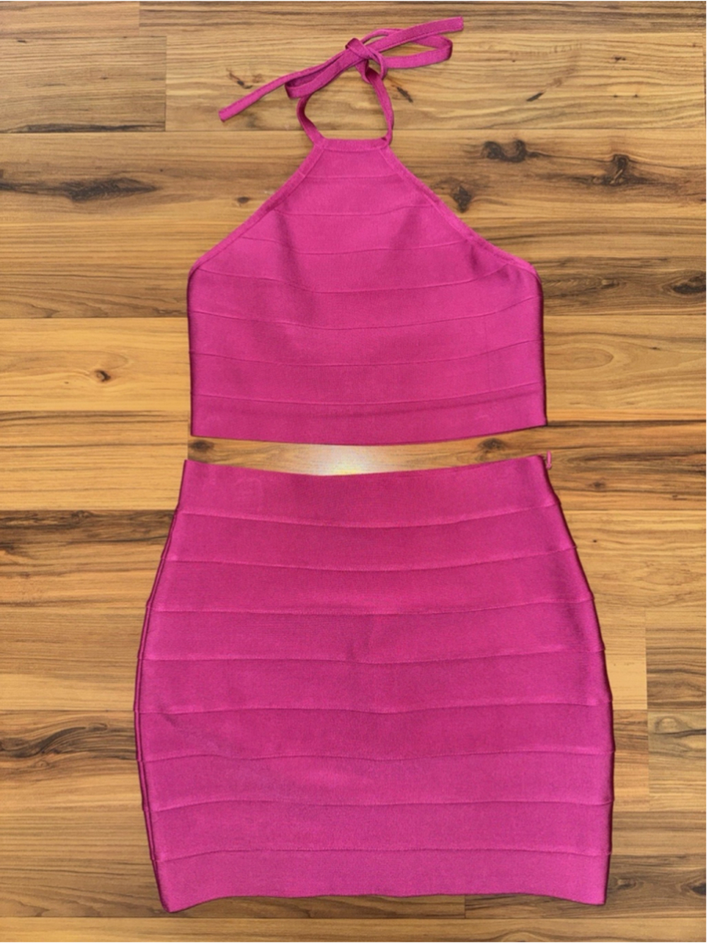 Herve Leger x Forever 21 Pink Bandage Set Halter Crop Club Y2K Barbie